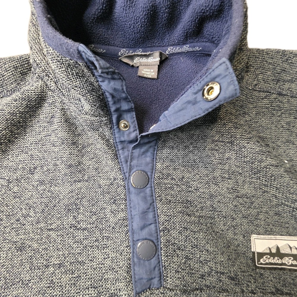 Eddie Bauer Pullover Sweater Snap Heathered Blue Men's Small Sweater - Picture 4 of 7